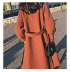 2018 winter edition of the Korean version of the long&thin lantern sleeve woollen overcoat womens long&thick woollen coat
