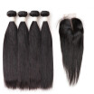Allove Remy Hair Brazilian Human Hair Weave Straight Hair 4pcs Bundles with Lace Closure Virgin Cheap Hair Extensions