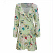 Ruffle print wrap dress women Sexy v neck mini dress long sleeve summer dress Robo femme streetwear beach vestidos 2018