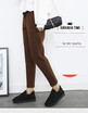Big size woollen trousers for women winter new Korean version of the new thick harem pants students small foot nine radish pants