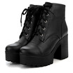 IDIFU Womens Casual Lace up Round Toe Block High Heel Platform Ankle Booties