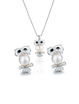 925 Sterling Silver Angel Owl Shape Pendant Necklaces Studs Earrings for Women Girls Jewelry Sets Gifts