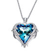 Angel Wing Heart of Ocean Pendant Necklaces Studs Earrings for Women Girls Made with Swarovski Crystals Jewelry Sets Gifts