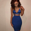 Sexy Shiny Strap Dress Set Crop Tops Slim Hip Mini Dress Women Party Nightclub Lace-up Bandage Bling Lady Cloth