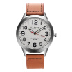 Gaiety Arabic Numerals Silver Tone Leather Band Wrist Watch For Men G003