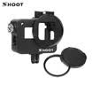 SHOOT XTGP505B Funda protectora de carcasa de cámara de aleación de aluminio esqueleto con puerta trasera con 52mm filtro UV para GoPro Hero 7 Blac