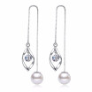 Long Earrings White Imitation Pearl Cubic Zirconia Dangler Drop Earring Bride Party Jewelry Gifts WE165