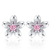 Fashion Cherry Blossoms Flower CZ Crystal LadiesCute Stud Earrings Women Jewelry Birthday Gift E230