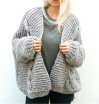 Pure color casual comfortable knitted coat lady