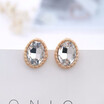 New Gold silver fashion of high-end oval glass ear clip girl gifts crystal earrings jewelry clip earings for non pierced ears