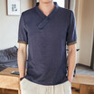 Mens Linen Short Sleeve Summer Solid Shirts Casual Loose Soft V Neck Tops Tee Mens Linen Short Sleeve Summer Solid Shirts Casual Loose Soft V Neck Tops Tee