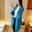 The new autumnwinter 2018 bat sleeve large size Korean version of the long&loose pure color knitted cardigan sweater