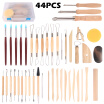 44 pieces DIY Art Clay Pottery Tool set Crafts Clay Sculpting Tool kit Pottery & Ceramics Wooden Handle Modeling Clay Tools