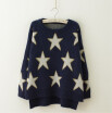 Womens western autumn&winter round neck Korean version of sweater bright silk star patterns under a fork cover sweater