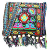Hmong Vintage Ethnic Shoulder Storage Bag Embroidery Tassels Boho Hippie Tassel Tote Messenger Hangable Storage Organizer Bags