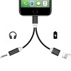 Adaptador De Audio 2 En 1 De 8 Pines A 35 Mm Para Auriculares Auxiliares Jack  8 Pines Para IPhone 7 Plus  7