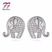 AAA Grade Mini Ziconia --Lovely Elephant Earring Stud Silver