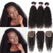 Unice Hair Icenu Series Raw Indian Curly Human Hair 4 Bundles With Lace Closure Three Part 100 Human Hair Extensions