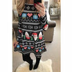 New Womens Ladies Kids Santa Reindeer Wall Snowflake Christmas Xmas Swing Dress