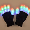 LED Rave Flashing Gloves Glow 7 Mode Light Up Finger Tip Lighting Pair Black NEW