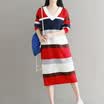 City plus CITYPLUS 2017 winter new style women women stripes warm long boots in the long sweater wild long sleeves dress CWQZ17T168 red&black uniform