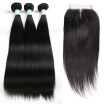 Brazilian Straight Hair Bundle With Closure Brazilian Human Hair Bundle With 44 Closure 3Bundles Brazilian Virgin Hair Weaves Wit