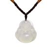JingTian jewelry White jade medulla maitreya Laughing Buddha Necklace pendant Agate jade medullary pendant for girls