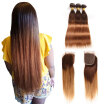 7A Brazilian Virgin Hair kapelli Ombre Lace closure Hair Bundles with Closure T430 Human Hair Bundles