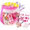 Barbie hair tools Hair band Elastic band combination Children series 2 pair of rope 1 star 1 magic band 1 pair clip Acrylic hair tool color random