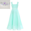 Girls Shoulderless Long Dress teenage Evening Formal Dresses -Green