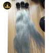 Kason Ombre Grey Color Brazilian Virgin Hair 3 Bundles Human Hair Weave 1B Grey Silk Straight Free Shipping