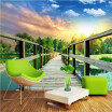 3D photo wallpaper Wooden bridge corridor 3D landscape background painting living room wall bathroom lobby wallpaper mural