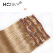HCDIVA Human Hair 18 inch 45cm Long Straight Women Clip in Hair Extensions 100 gramsPackage 7PcsSet 5 Colors Available