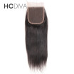 HCDIVA Hair Products Straight Human Hair 3 Bundles With Closure Brazilian Human Hair With Lace Closure