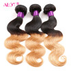 Alot Hair Products Brazilian Virgin Human Hair Body Wave Ombre 1b27 Two tone Color 3 Bundle Lot