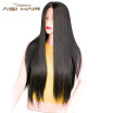 AISI AHIR 26"Long Straigtht Black Lace Front Synthetic Wig with Baby Hair African American Braided Wigs for Women