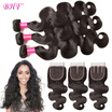 BHF Hair Grade 8A Malaysian Virgin Hair With Silk Closure Virgin Hair Body Wave Soft Tangle Shedding Free