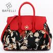 BAFELLI bolso de cuero dividido bolso de hombro de estilo chino bolso de crossbody de impresión floral de gran capacidad bolsa de mujer