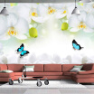 Custom 3D Mural Wallpaper Modern White Orchid Non-woven Wallpaper Printed Living Room Sofa TV Background Wall Covering Paper