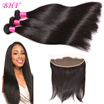 13x4 Lace Frontal with Bundles Peruvian Virgin Hair Bundles Free Shipping Free Part