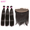 BHF Hair Virgin Human Hair Malaysian Straight Hair Bundles With Lace Frontal 3 Pieces With Closure 134 Ear To Ear Lace