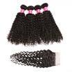 BHF hair Brazilian Virgin Curly Hair Weave Bundles With 44 Free Middle 3 Part