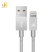 D8 MFI certification Apple data line metal braided fast charging power cord iPhone8X 7plus 6s 6 5s charging data cable 1 m Aurora silver