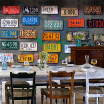 Vintage license plate photo wallpaper TV restaurant living room decoration background wall custom mural