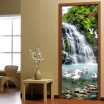 Chinese Style Waterfall Landscape 3D Wall Mural Door Sticker Room Living Room Home Decor PVC Waterproof Door Wallpaper77cmx200cm