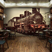 3D photo wallpaper retro 3D train head wallpaper mural train themed restaurant cafe KTV bar background wall wallpaper
