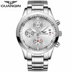 GUANQIN Mens Watch Waterproof Business Quartz Watch Mens Sport Stainless Steel Watch