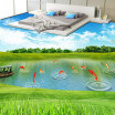 Free Shipping Grass Carp Streams Stereo Painting Flooringmoisture-proof bathroom living room flooring wallpaper mural 250cmx200cm