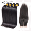 Indian Straight Hair With Closure 4 Bundles India Virgin Hair Straight Bundles With Closure 7a Grade Raw Human Hair Weave HCDIVA