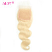 ALot Human Hair 44 inch Lace Closure Body Wave Color 613 Peruvian Virgin Body Wavy Closure Free Part Light Blonde